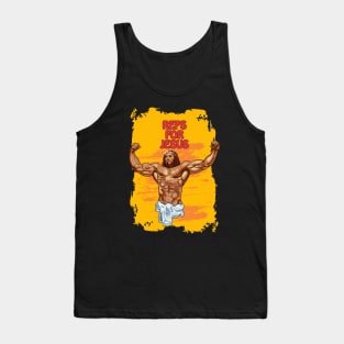 Hallowed be thy gains - Swole Jesus - Jesus is your homie so remember to pray to become swole af! - Golden background Tank Top